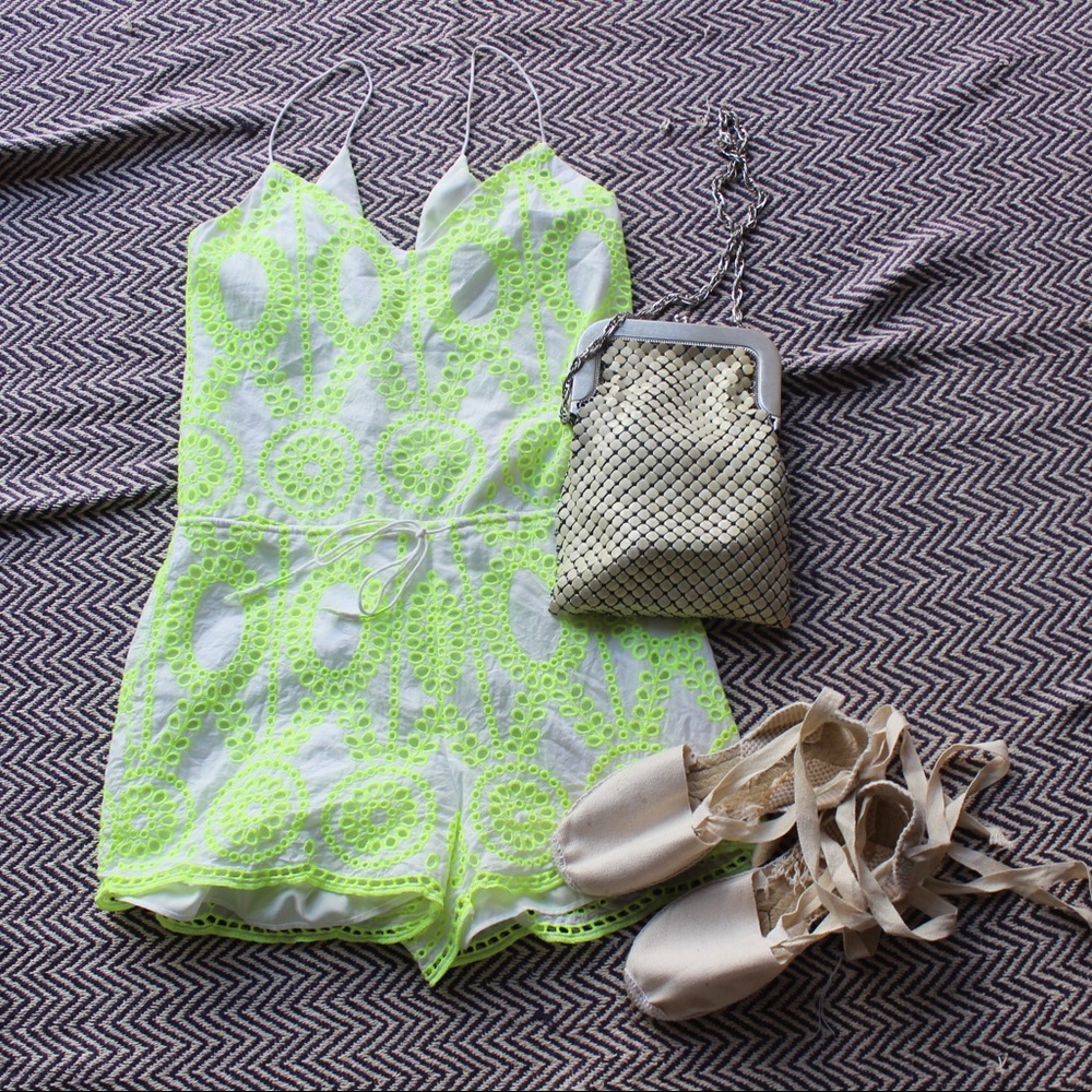 Eyelet Detail Neon Romper